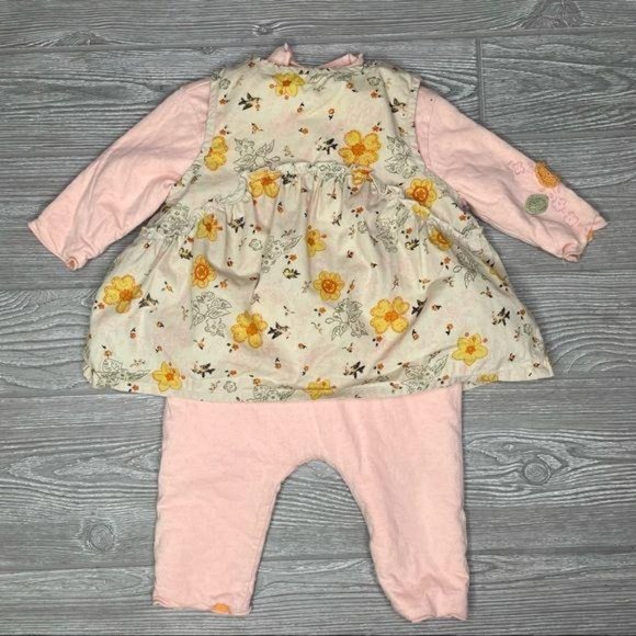 Confetti French baby one piece jumper dress outfit floral 2 piece 6 month